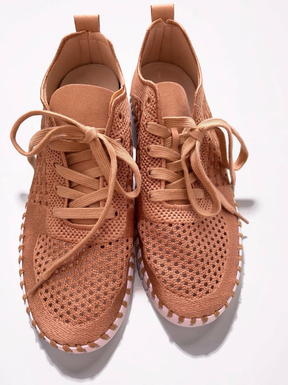 Ilse Jacobsen Hornbæk Tulip 4271 Knit Platform Sneakers Tan Sz 39/US 9 EUC - Picture 1 of 4